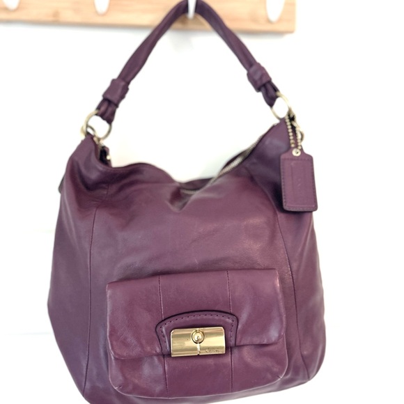 Coach Plum Kristin Leather Hobo Bag - Picture 1 of 5